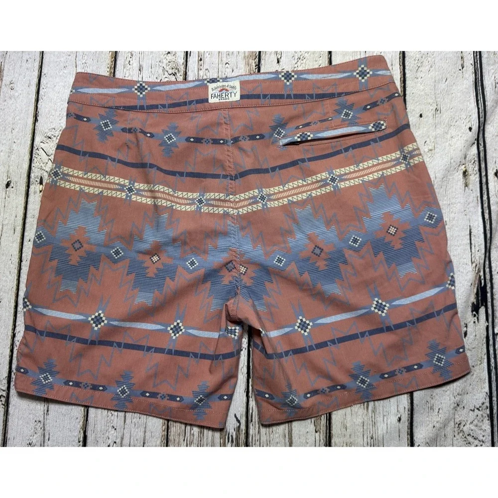 Faherty Board Shorts Mens 36 Aztec Print Bathing Suit Swim Beach 7